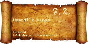 Hamrák Kinga névjegykártya